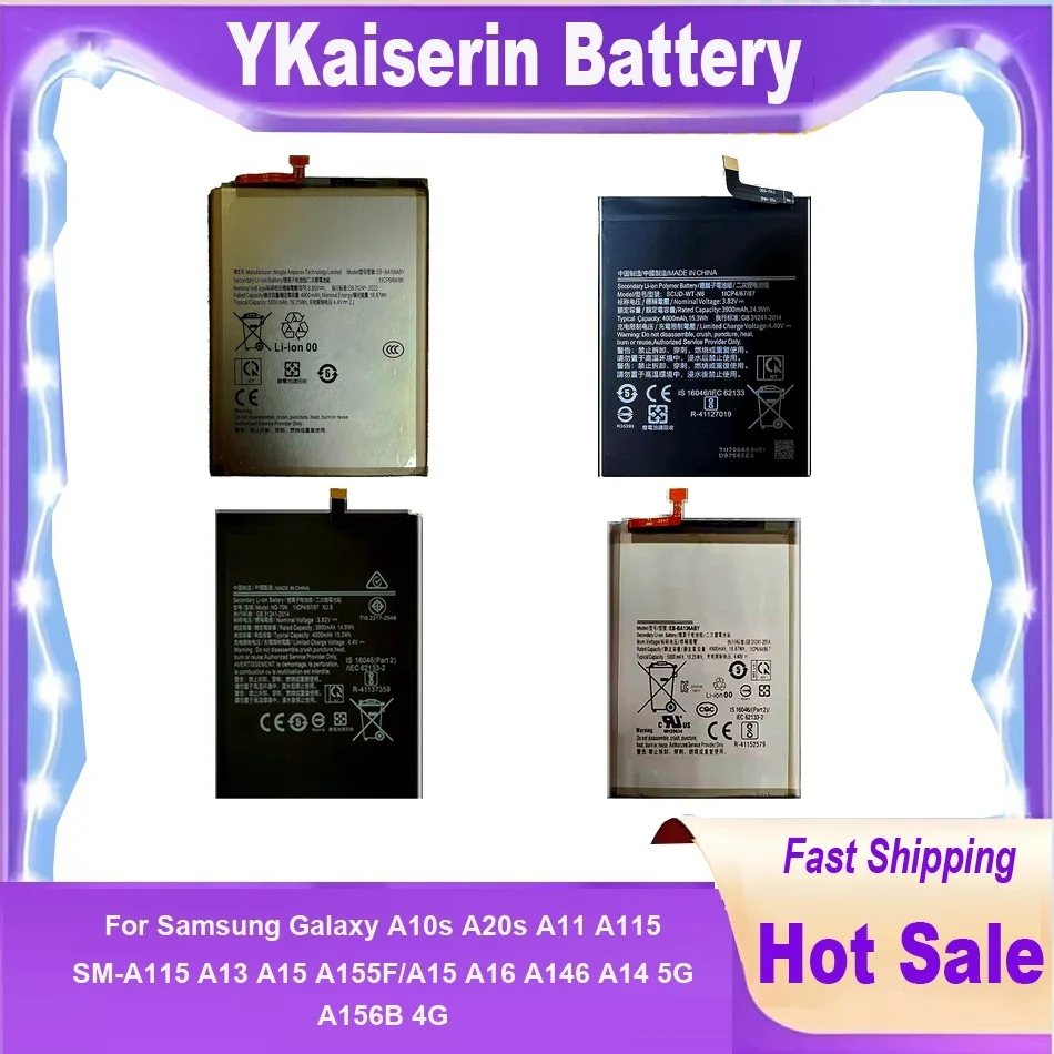 

Аккумулятор для сотового телефона Samsung Galaxy A10s A20s A11 A115 SM-A115 A13 A15 A155F/A15 A16 A146 A14 5G A156B 4G EB-BA166ABY Bateria