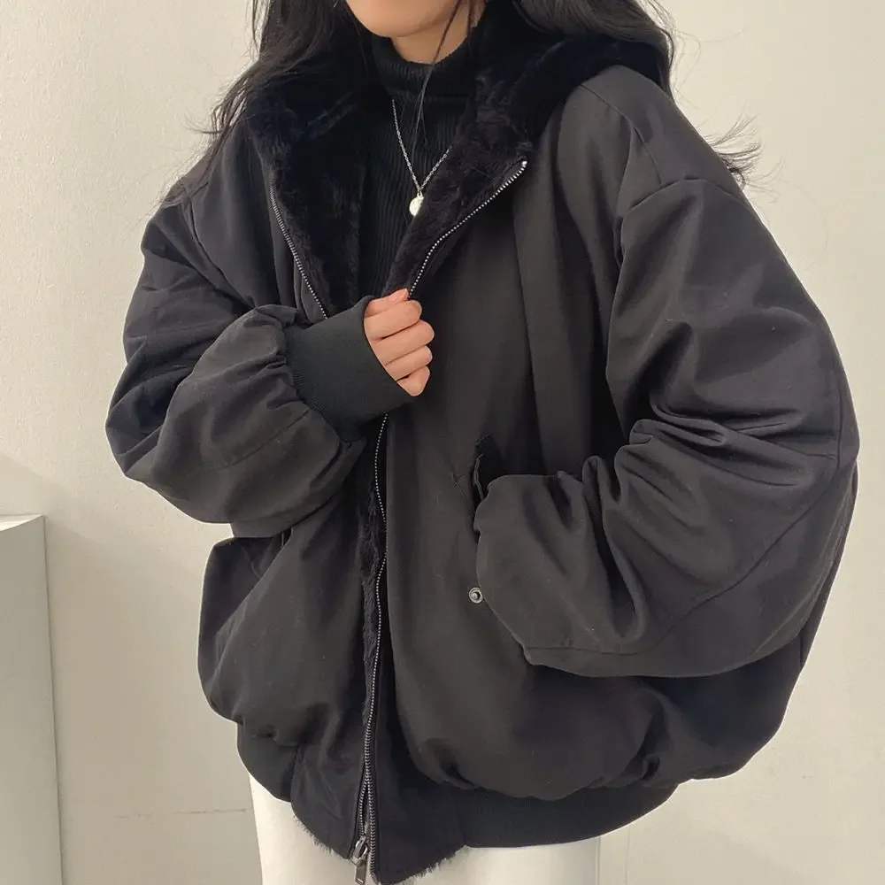 2024 Autumn Thicken Parkas Women Casual Hooded Jacket Winter Comfortable Double-Layer Korean Style Simple Solid Warm Cute Coats