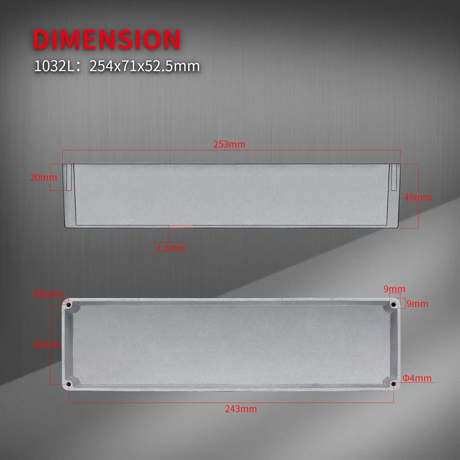 DAIERBUM 1032L Looper Guitar Pedal Enclosure Die-Cast Aluminum Effects Stomp Box Blank DIY 254x71x52.5mm