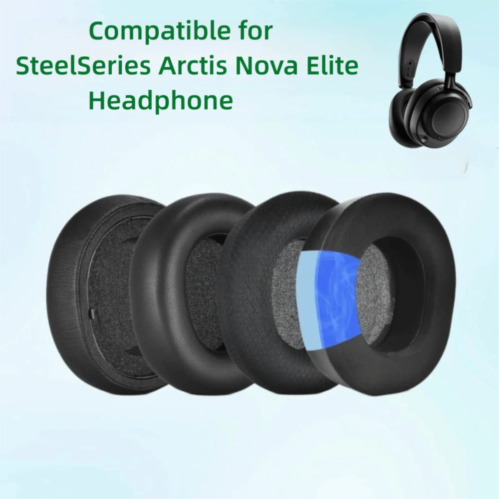 1 paire de coussinets d'oreille de remplacement pour casque d'écoute, Gel de refroidissement en cuir protéiné, housse de bandeau pour SteelSeries Arctis Nova Elite 1 paire de coussinets d'oreille de remplacement pour casque d'écoute, Gel de refroidissement en cuir protéiné, housse de bandeau pour SteelSeries Arctis Nova Elite