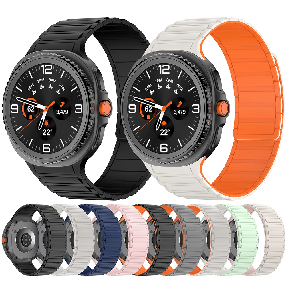 Sport Silicone Strap For Samsung Galaxy Watch 8/8 Classic 40mm 44mm 46mm Magnetic Replacement Band For Galaxy Watch 8 Bracelet