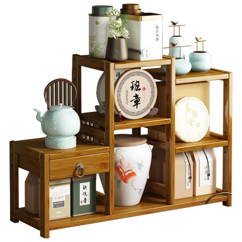 Storage rack, table, solid wood Bogu rack, teacup, tea set rack