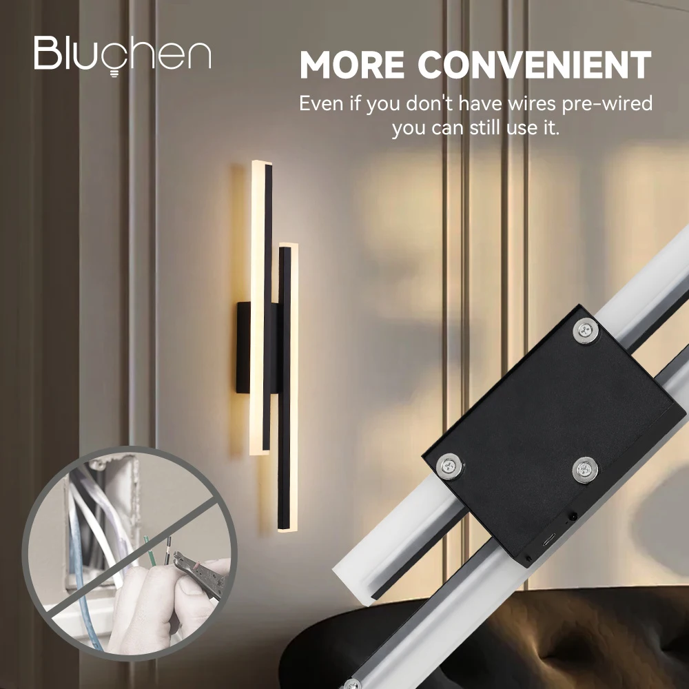 Rechargeable Wall Sconces Lights Wireless Wall Lamp Battery Powered 4400mAh LED Wall Light for Home Corridor Decoration 50cm