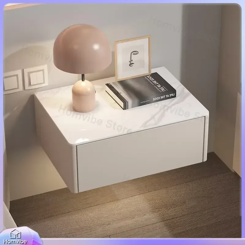

Modern Floating Nightstand Wall Mounted Bedside Table Solid Wood Storage Drawer Space Saving Minimalist Bedroom Shelving Unit