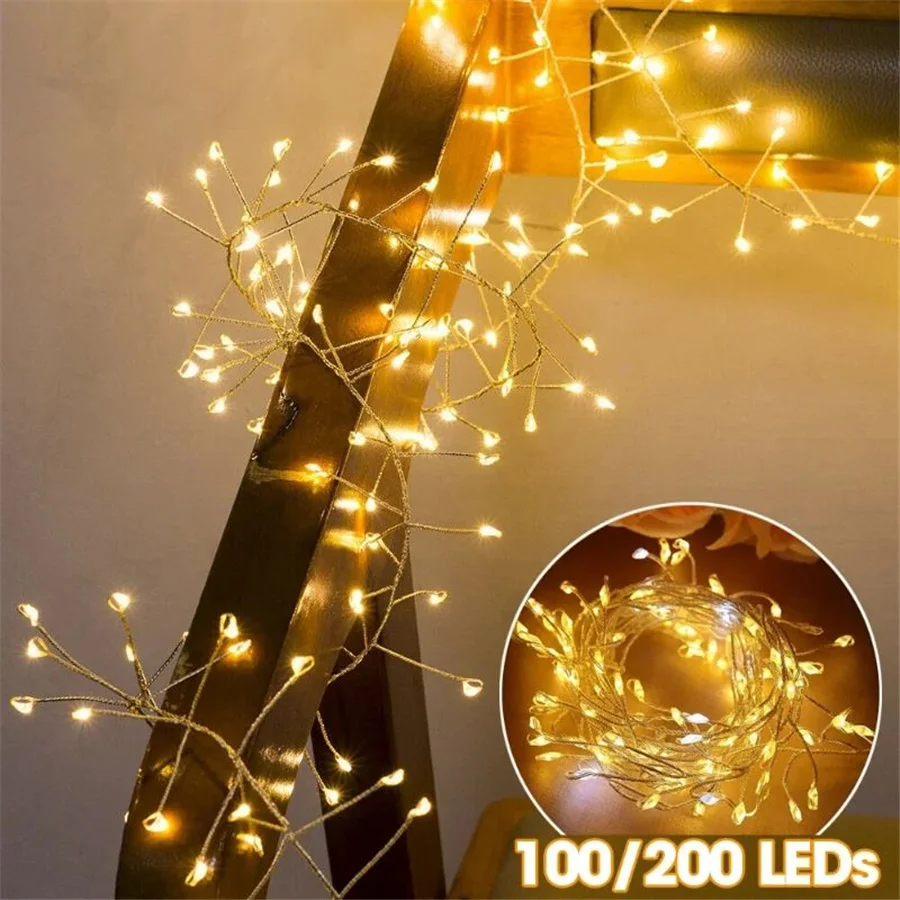 

Waterproof 8 Modes Fairy Lights USB Powered 200LEDs Firecracker Copper Wire Starry Christmas Garland String Lights with Remote