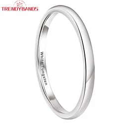 2mm 3mm 4mm 5mm 6mm 7mm 8mm 10mm White Tungsten Mens Ring Wedding Band Fashion Jewelry Domed Polished Shiny Comfort Fit