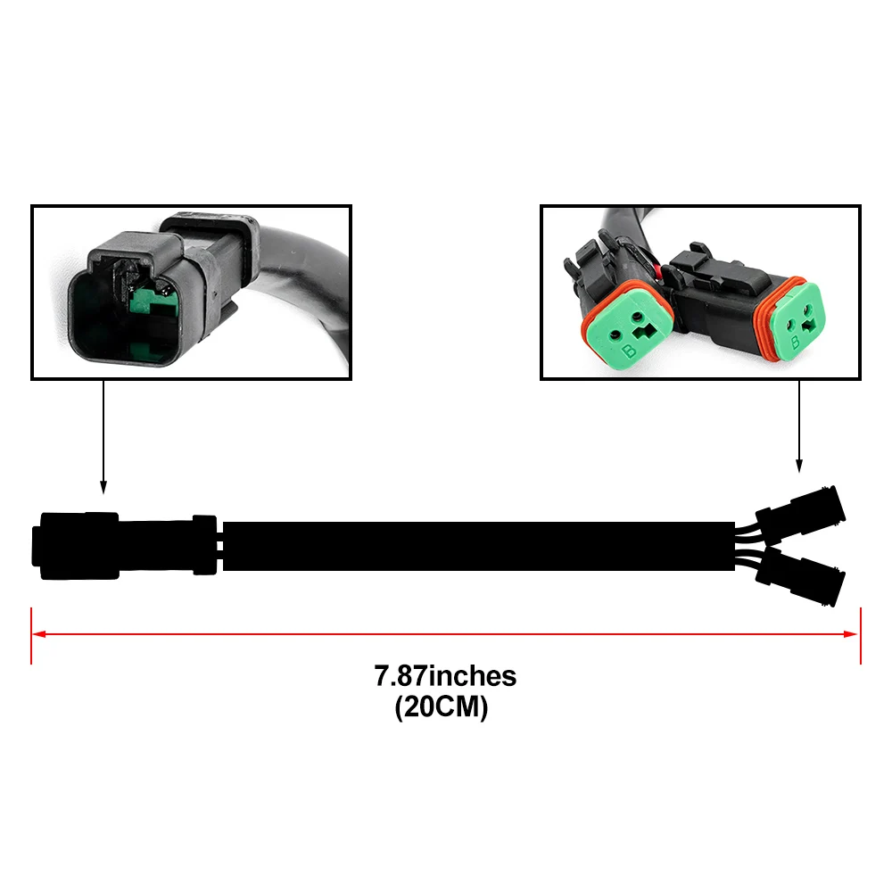 2x Y-Shape 2 Leads Deutsch DT DTP DT06-2S 2Pin Socket Adapter Retrofit Connectors Wiring Harness For Led Work Pod Off-Road Light