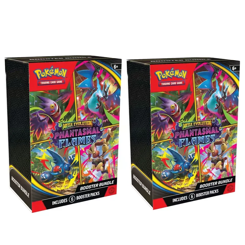 

Коллекционные карты Pokemon PTCG: Английская версия Mega Phantasmal Flames Scarlet Violet 151, набор бустеров ME02, коробка тренера