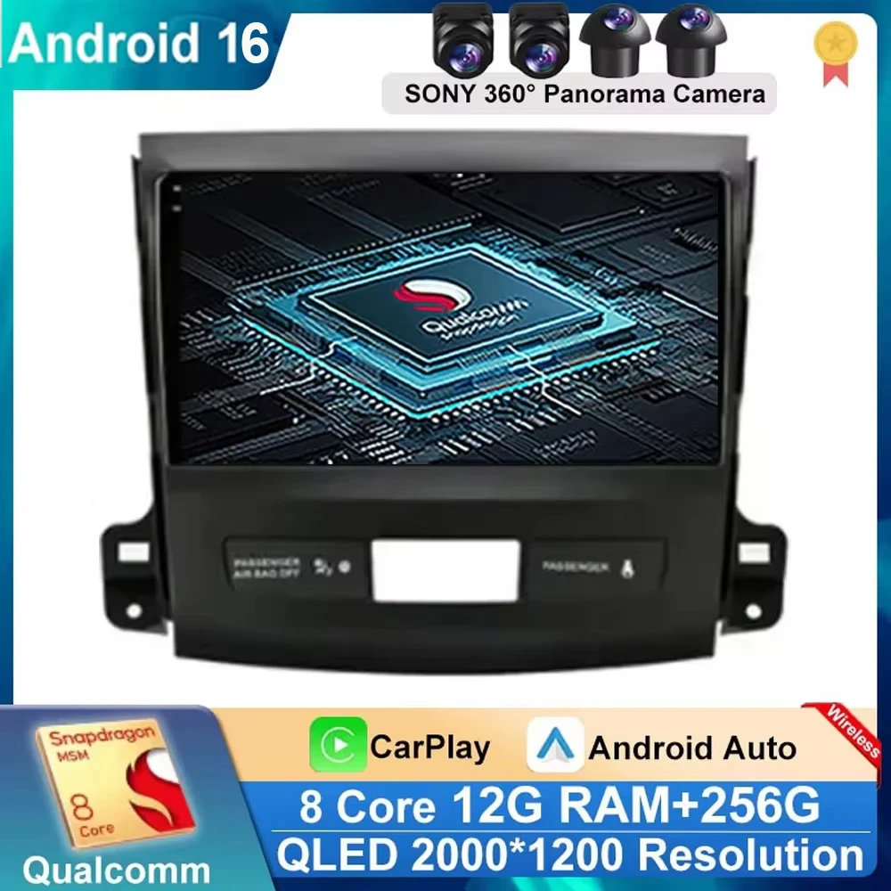 Android 16 Car Radio Multimidia Player For Mitsubishi Outlander xl 2 2005-2012 For Citroen C-Crosser For Peugeot 4007 2007-2013