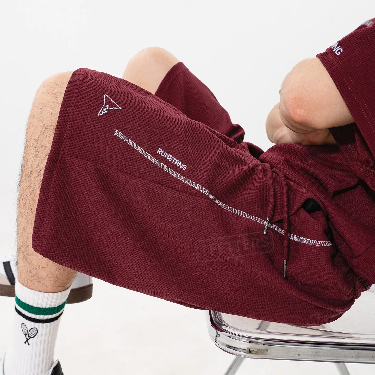 TFETTERS 2026 Waffle Fabric Casual Shorts Men Summer Loose Wide Leg Drawstring Streetwear Athletic Knee Length Workout Shorts