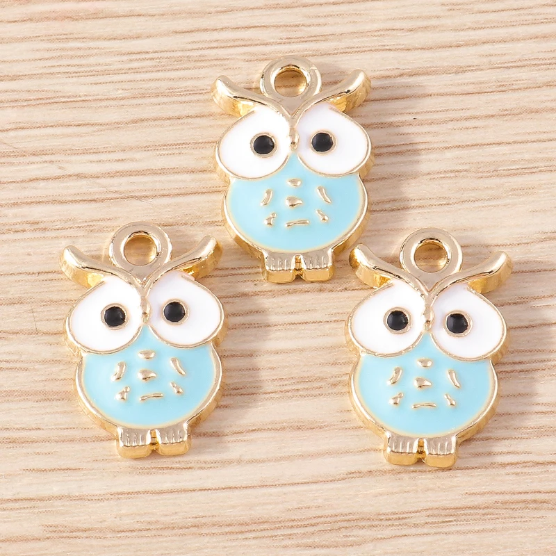 10 stücke Nette Blaue Farbe Emaille Tier Vogel Pinguin Katze Blume Charms Anhänger für Schmuck Machen DIY Ohrringe Halsketten Handwerk geschenk – Detail 14