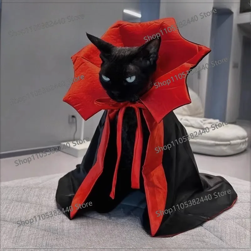 Cat Halloween Shawl Cloak Puppy Dog Stand Collar Cloak Pet Photo Drag Clothes Accessories