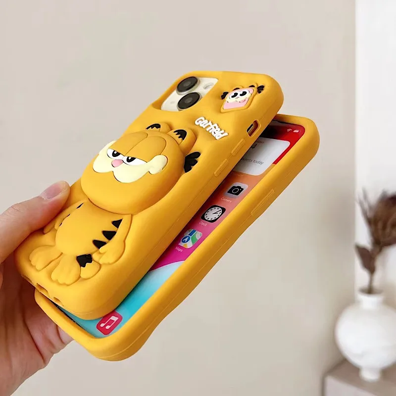 Fun And Cute 3d Garfield Cat Suitable For Iphone 12 13 14 15 Pro Max Phone Back Cover Silicone Protective Cover Soft Shell