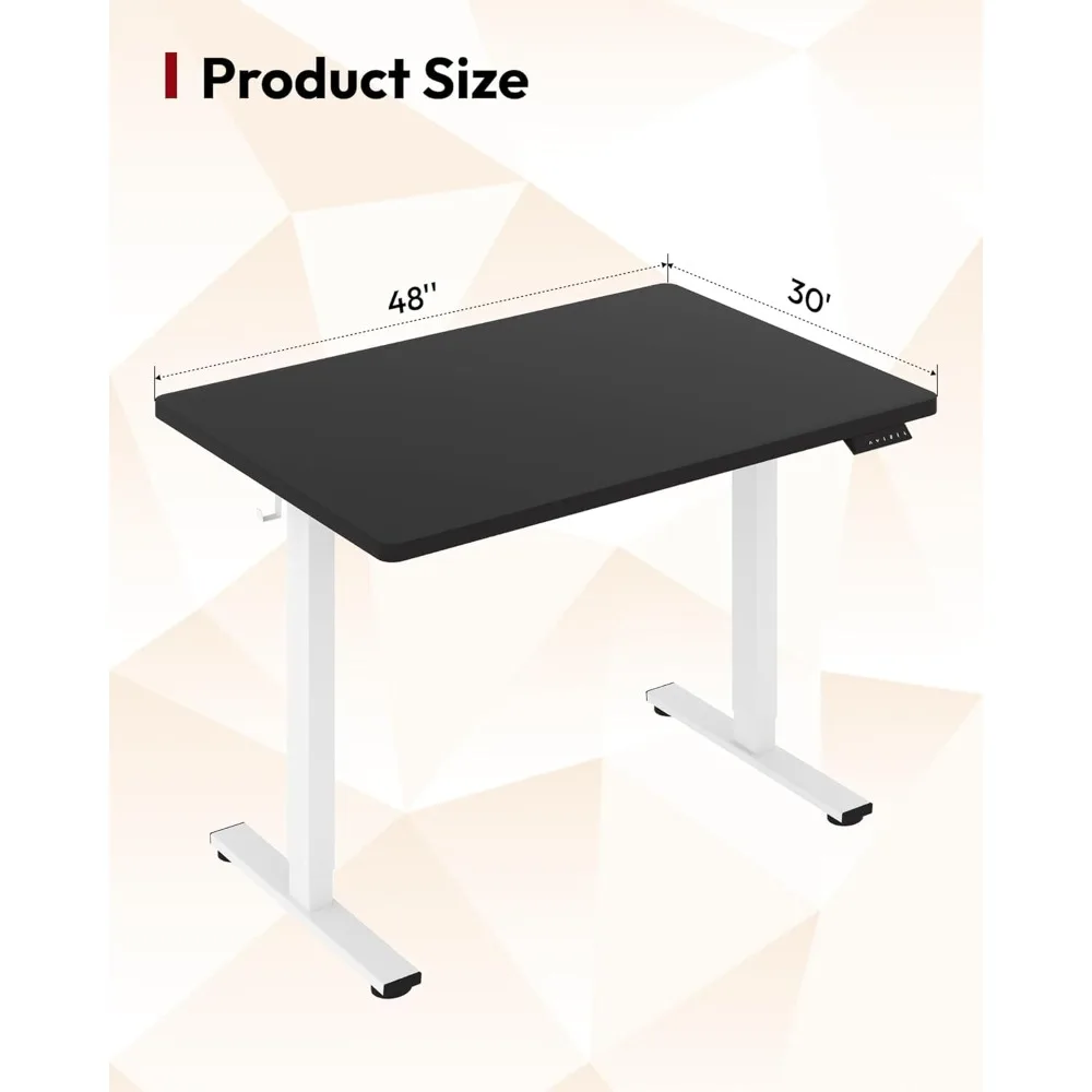 ارتفاع قابل للتعديل مكتب قائم كهربائي 48 × 30 بوصة قطعة كاملة لسطح المكتب مريح 6 أزرار مع راحة طويلة الأمد F