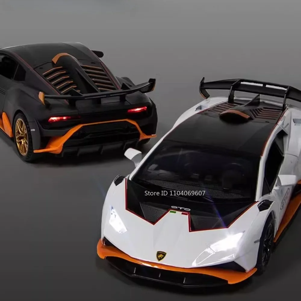 Huracan STO SVJ63 – modèle de voiture de sport 1:24, jouet Miniature en alliage moulé sous pression, portes ouvertes, son lumineux, supercar, décoration de la maison