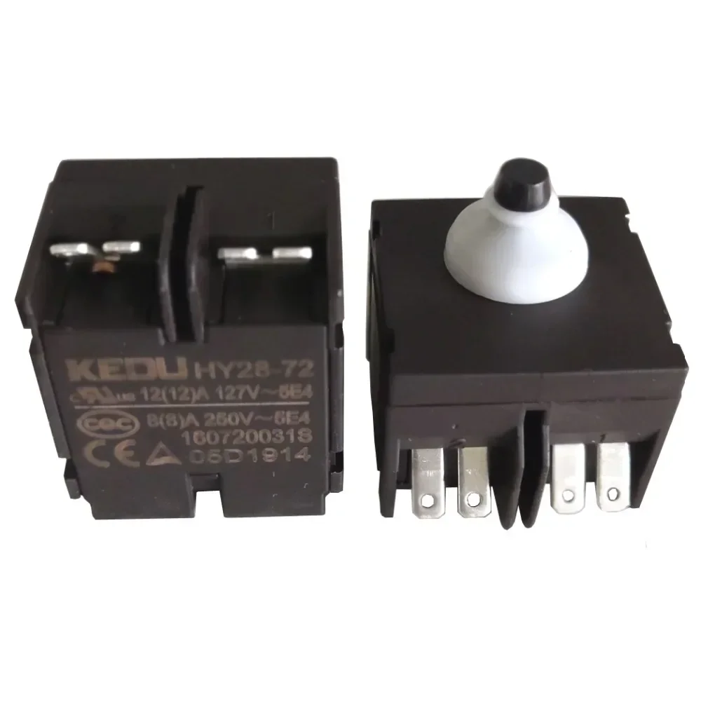 2Pcs Industrial Pushbutton Switches KEDU Electric Push Button Switch HY28-72 127V 250V, Black