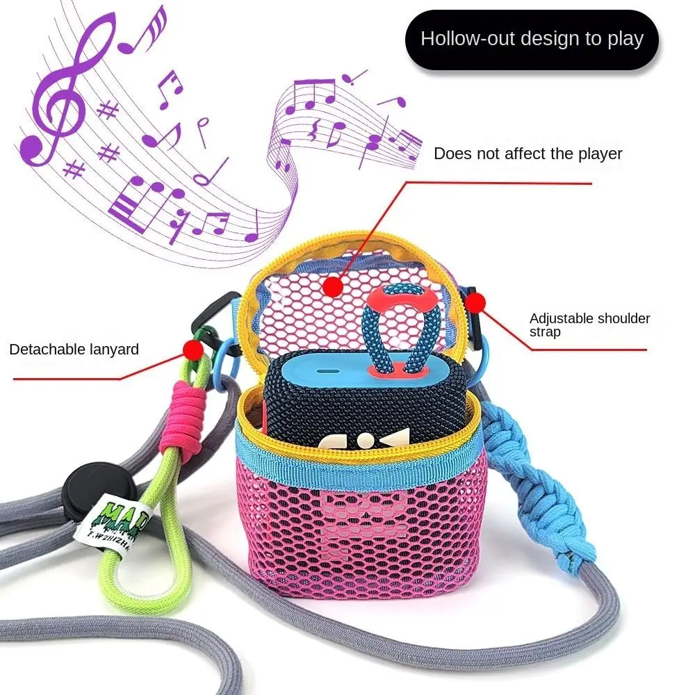 Durable Hollow Mesh Shoulder Bag Mini Wear-proof Circular Crossbody Bag Lightweight Portable Colorful Bucket Bag Lipstick view 6