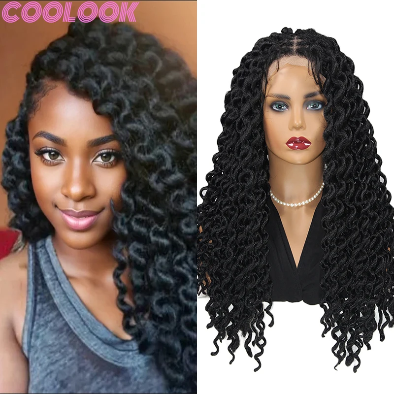 Synthetic 22'' Full Lace Passion Twist Braid Wig Pre-Looped Loose Wavy Braids Lace Front Wig Heat Resistant Knotless Braided Wig