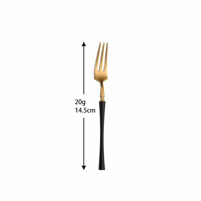 1Pc Black Gold Tea Fork Cake Snack Tableware Portable Fork Cutlery Stainless Steel Dinnerware Dessert Fruit Fork Dropshipping