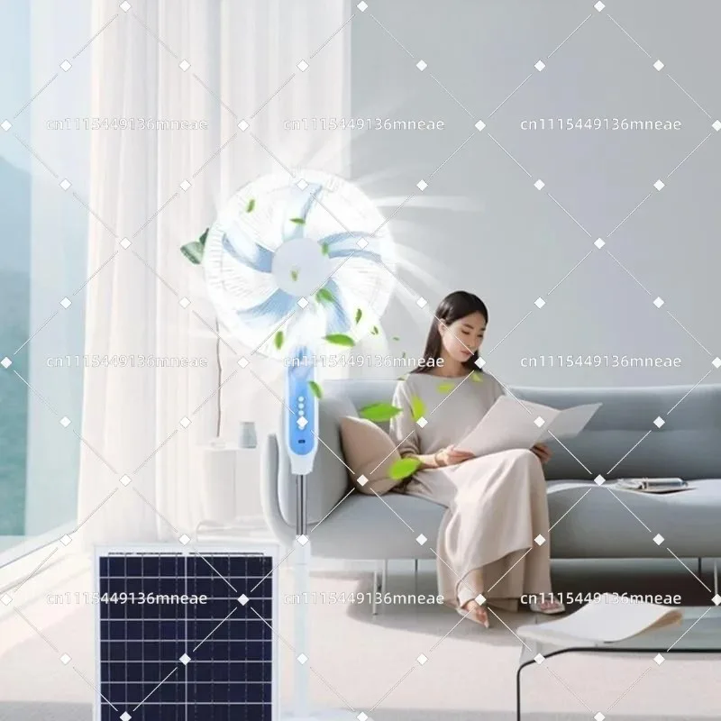 16ft 18 Inch AC DC Solar Powered Pedestal Stand Fan With Lighting Portable Air Cooling Equipment