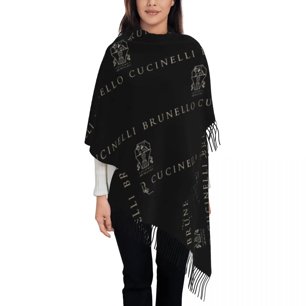 Brunello Cucinelli Logo Winter Scarfs for Women Luxury Brand Pashmina Shawl Wraps for Evening Dresses Large Warm Soft Scarves