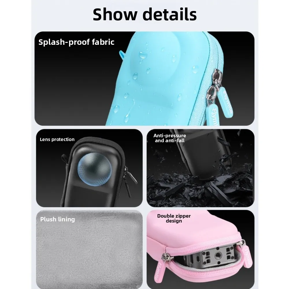 PU Travel Case Shockproof Structure Quick-Access Zipper Closure Camera Storage Bag Anti-drop Protective Case for Insta360 X5