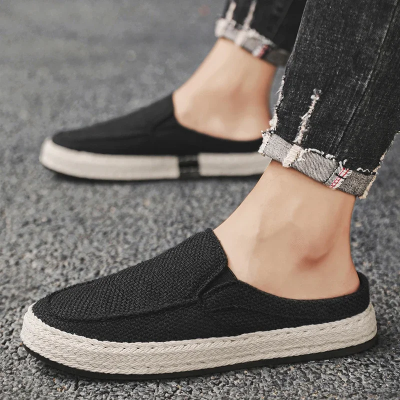 New Canvas Mens Breathable Casual Shoes Mens Lightweight Sneakers Mens Lazy Driving Shoes Comfortable Flat Loafers Walking Shoes