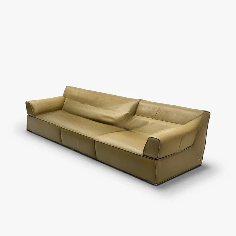 Italian minimalist leather sofa top layer