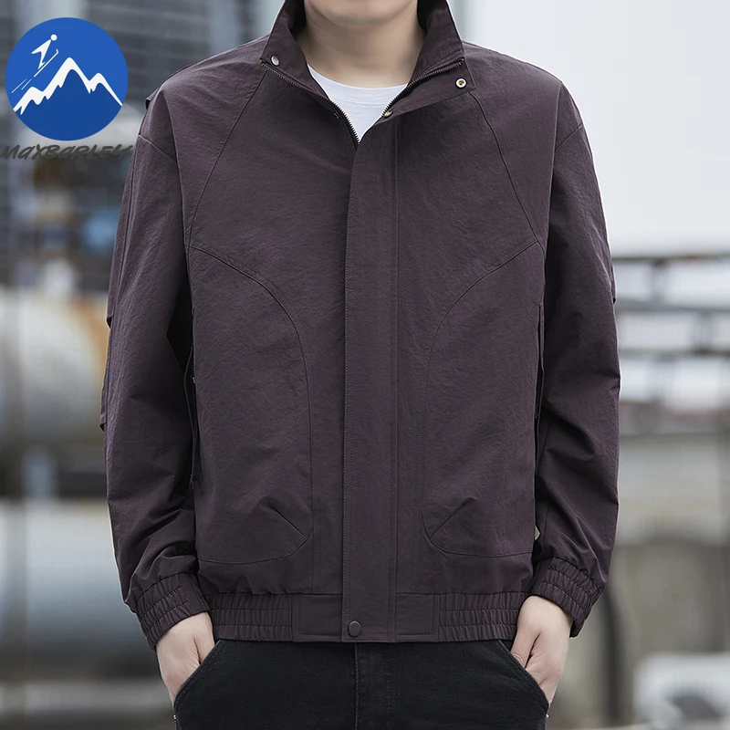 

Мужская куртка 2026: Ветрозащитная мотоциклетная куртка с воротником-стойкой в американском стиле, легкая, для путешествий, весна-осень