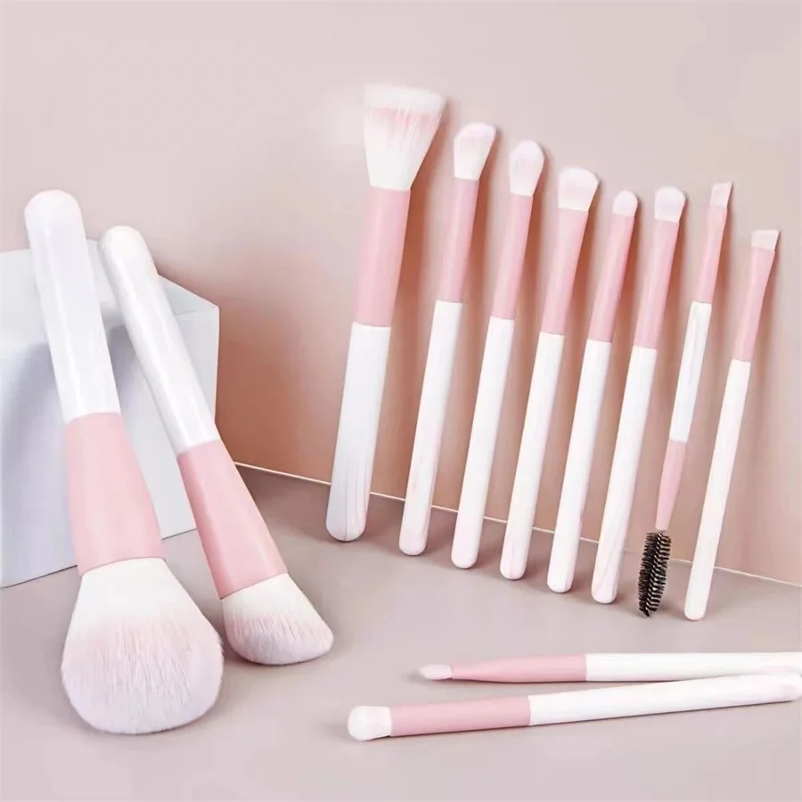 12Pcs Soft Pink Makeup Brushes Set for Cosmetic Beauty Foundation Blush Powder Eyeshadow Concealer Blending Make Up Brush