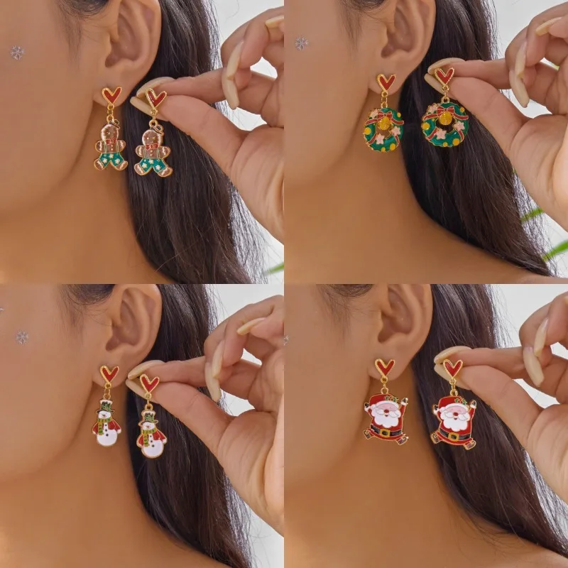 

2025 Christmas Earrings, Love Collection, Christmas Tree Snowman Wreath Gingerbread Man Santa Fashion Earrings