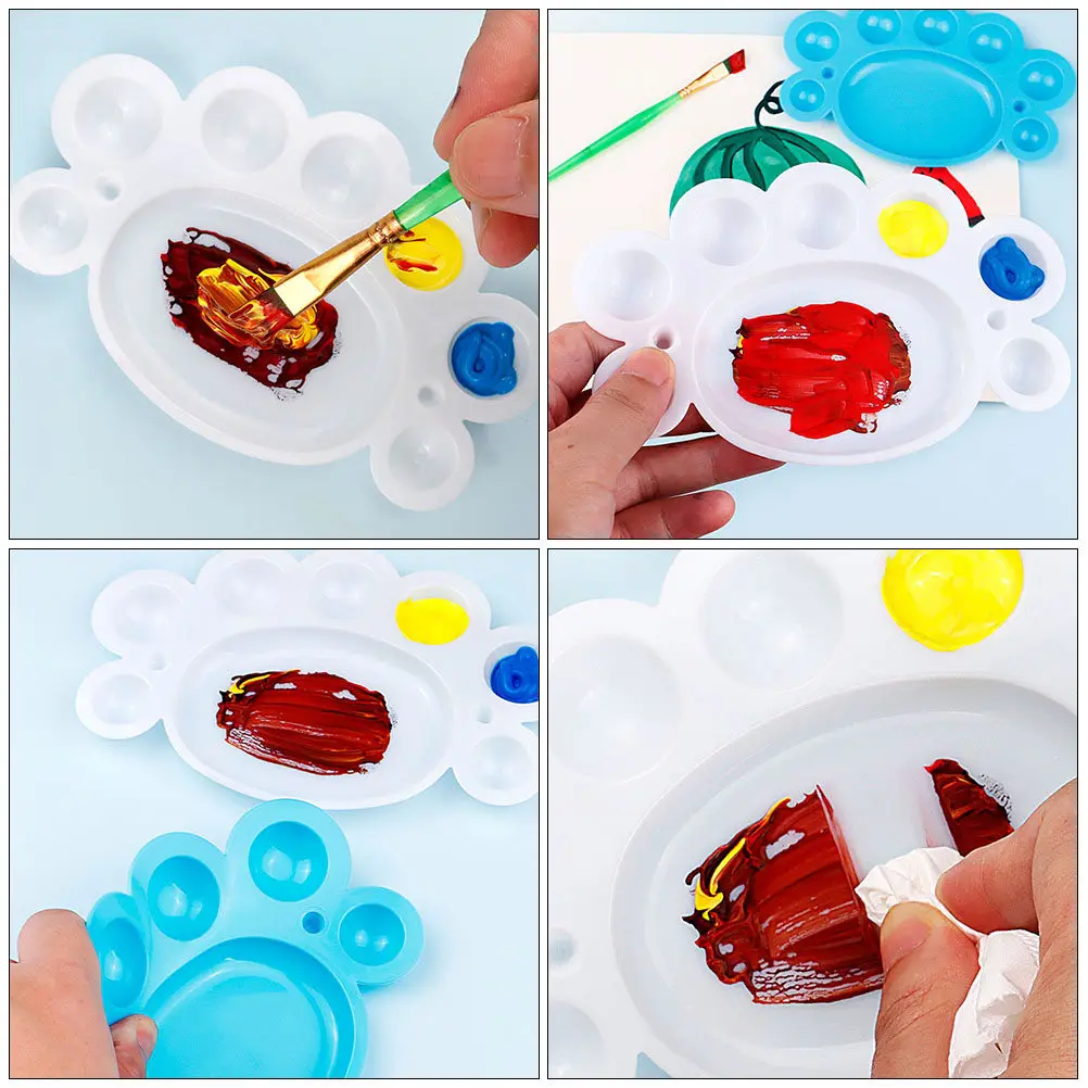 12pcs Plastic Palettes Art Painting Tools Paint Trays Water Color Mixer Plates Compact Lightweight Portable Easy Store