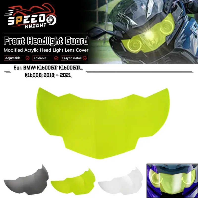 Motorcycle Acrylic Front Headlight Guard Head Light Lens Cover Protector For BMW K1600GT K1600GTL K1600B 2018-2021