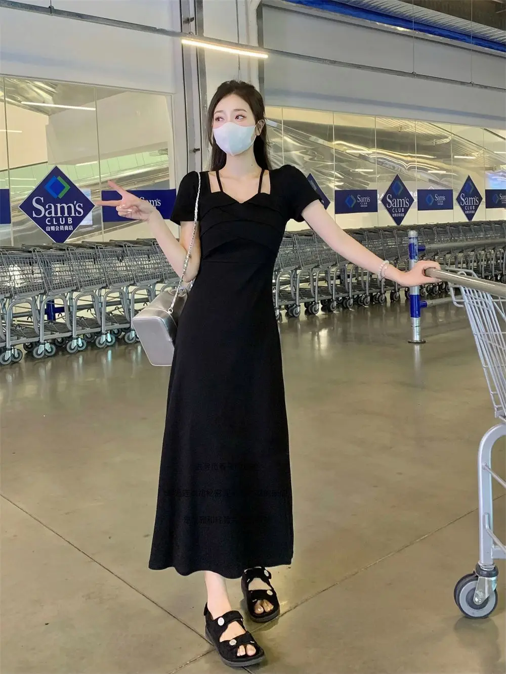 Dress The Waist Solid Slimming Temperament 2024 Summer New Elegant Women Short Sleeve Dress Thin Long Dresses Women