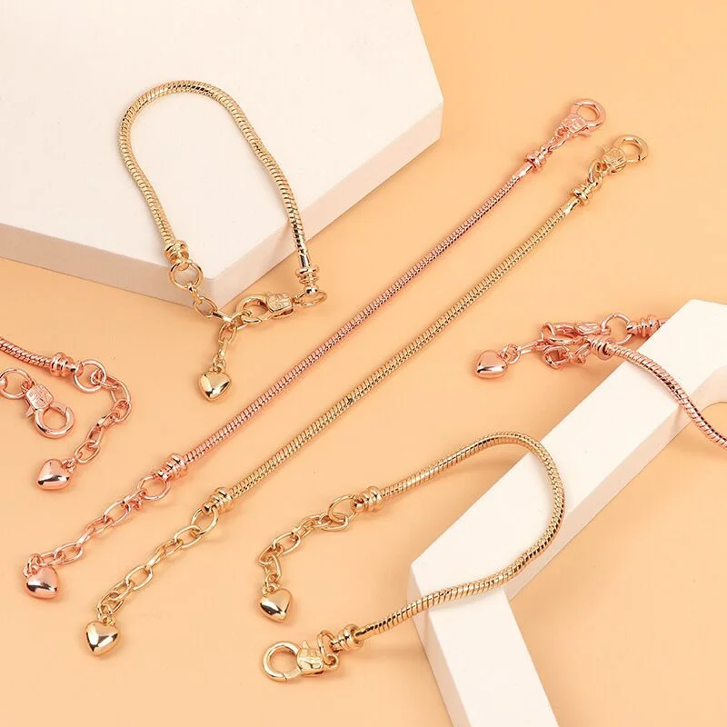 

Simple Delicate Snake Chain Bracelet For Women With Heart Lobster For Diy Original Bracelet