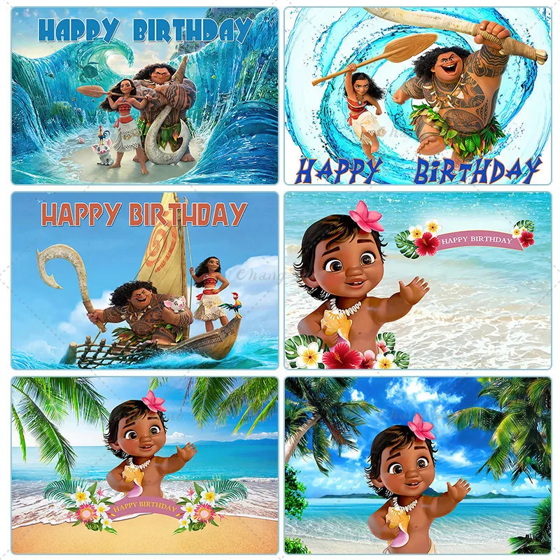 

Disney Moana Photo Backdrops Banner Baby Shower Boys and Girls Birthday Party Decoration Supplies Vaiana Photography Background