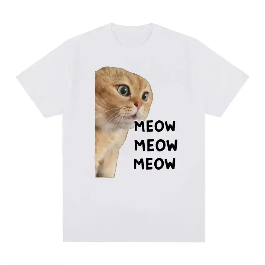 Funny T Shirts Talking Cat Cute Meme T Shirt for Women Fashion Short Sleeve O-Neck Kawaii T-Shirt Harajuku Oversized T Shirt