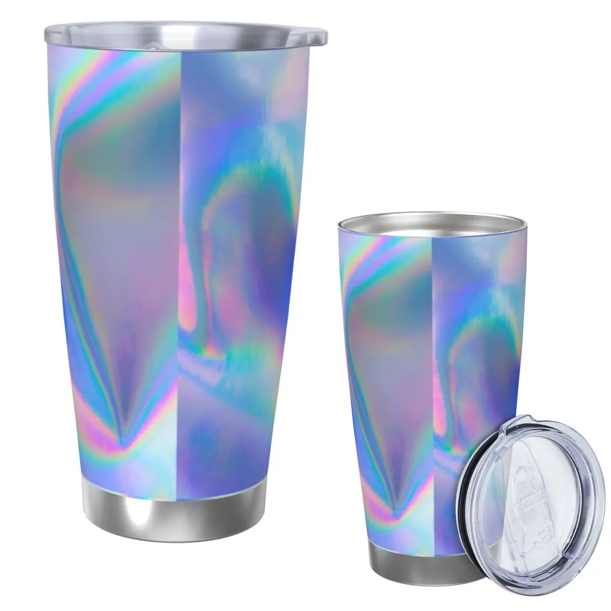

Holographic Foil Surface Stainless Steel Tumbler Vacuum Insulated Mugs Thermal Cold Cups Straw With Lid 20oz