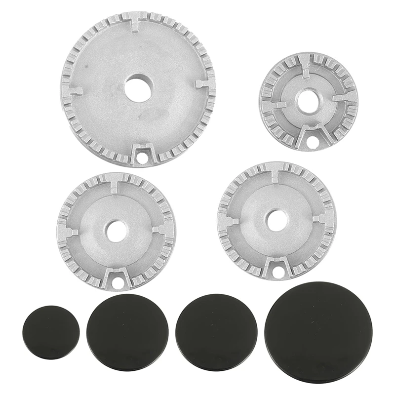 8 PCS Cooker Hat Set Oven Gas Hob Burner Crown Flame Cap Parts Kit Fits Most Gas Stove Burners Head