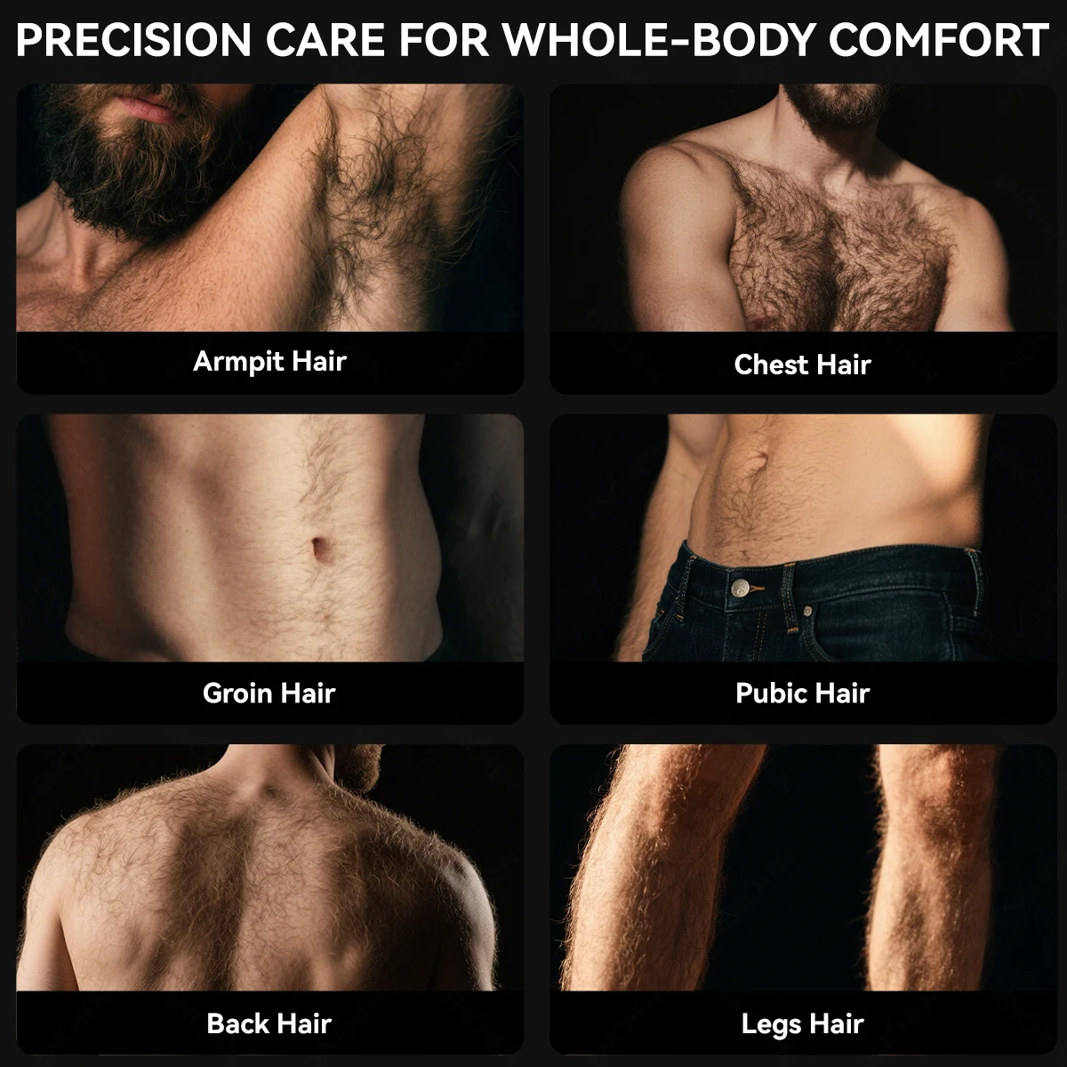 ENCHEN Spark 5 Hair Removal Shaver IPX6 Waterproof Electric Trimmer For Whole Body 6500RPM Low Noise Motor With 5 Guided Combs image 3