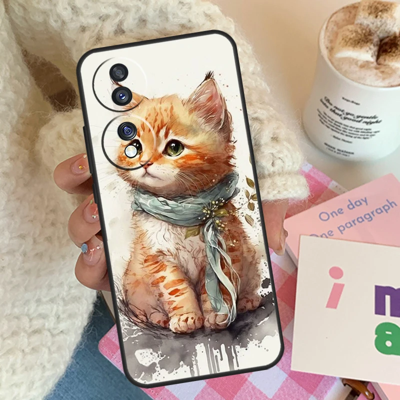 حافظة لطيفة للقطط المحبوكة لهاتف Honor Magic 7 6 5 Lite لهاتف Honor 400 200 Pro 90 70 50 X9 X8a X8b X9a X9b X9c
