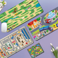 Children's Play Crawl Mat Road Traffic Route Map 90x40cm Big Office Student Gaming Thickened Writing Pad Non-slip Mouse Pad