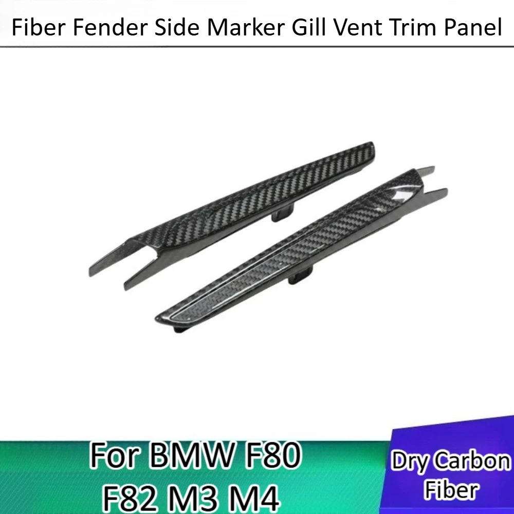 

For BMW F80 F82 M3 M4 Real Dry Carbon Fiber Fender Side Marker Gill Vent Trim Panel Car Exterior Style Accessories Kit Set Panel
