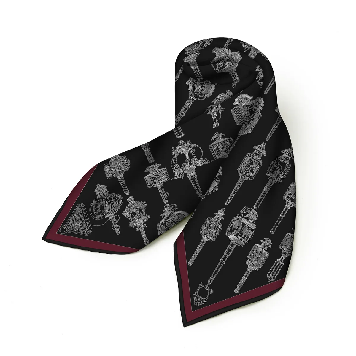 Black Luxury Designers Silk Cashmere Scarf 70CM Winter Square Shawls Mother Lover Gift Hand Rolled Bandanas 70CM view 2