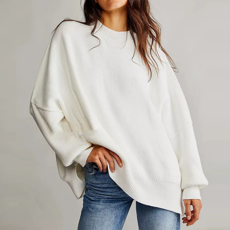 Europe and America Border Women's Clothing2024Autumn and Winter New Loose Pullover Sweater Fashion Long Sleeve Split round