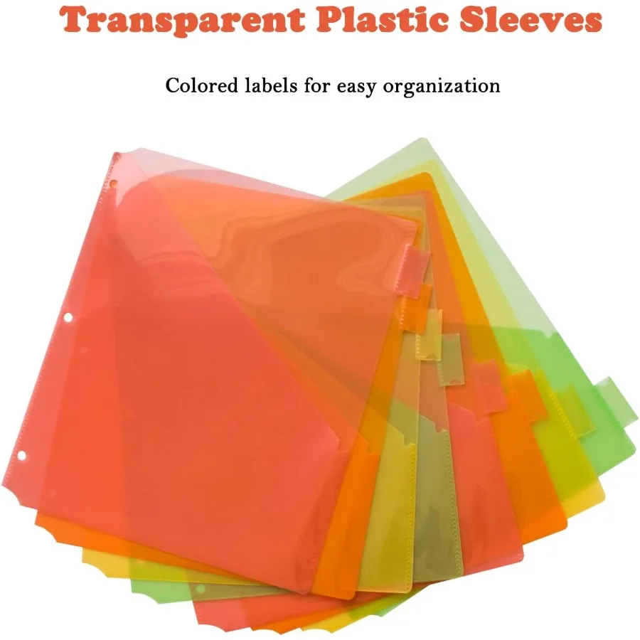 24 Count Divide with Two Pockets Plastic 8 Insertable tabs Divide for 3 Ring Binder Organizer Binder Pockets for Letter Size Pa