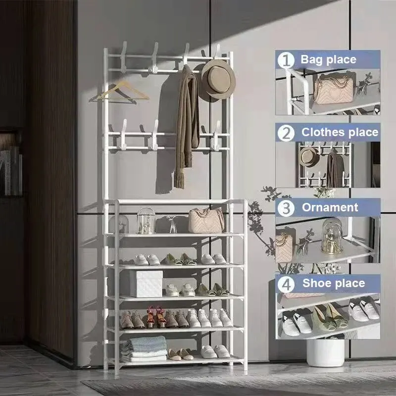 1Pc Shoe Rack Floor Shoe and Hat Rack Load-bearing Living Room Organizer Clothes Hat Coats Shoes Combination Storage Shelf image 5