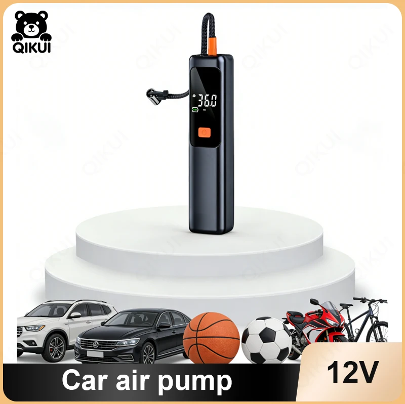 

Portable Cordless Electric Air Compressor for Car Tires with Auto Shut Off Emergency Power Bank for Vehicles SUVs Motorcycles