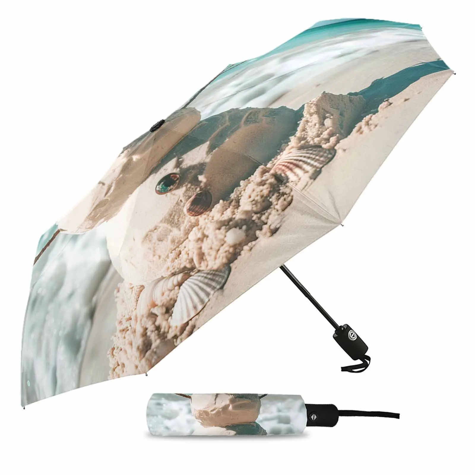 Christmas Snowman Beach Ocean Fully-automatic Umbrella for Outdoor Kids Adults Printed Umbrella Foldable Eight Strand Umbrella