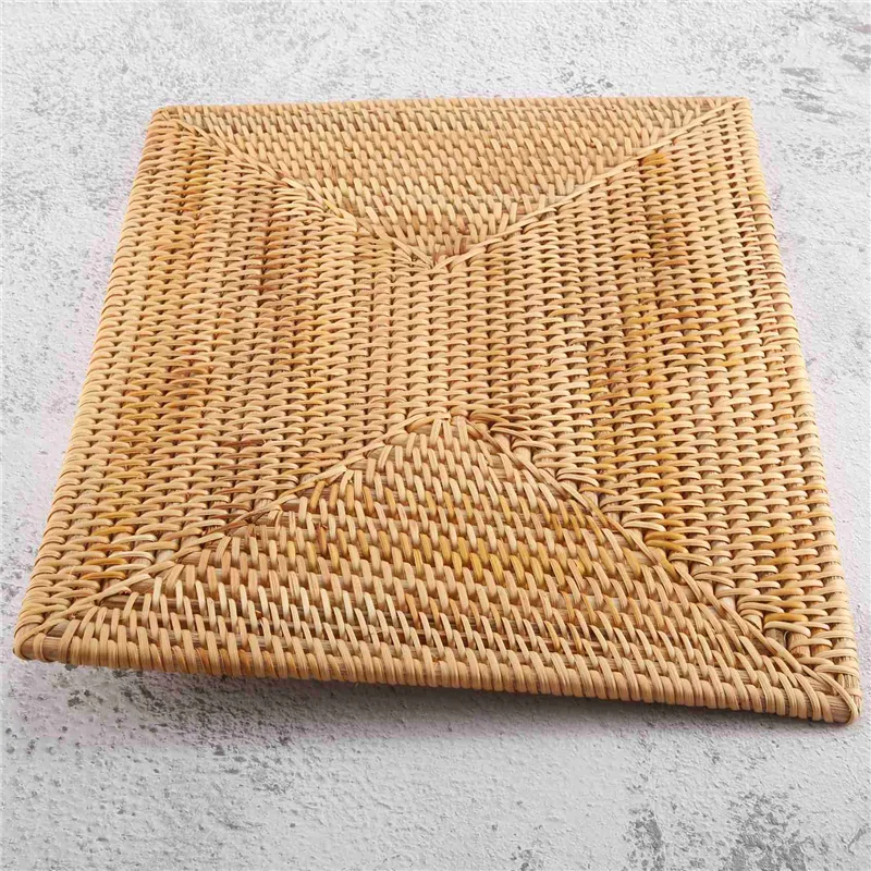 2 Pcs Table Mats Non Slip Rattan Placemats Dining Table Heat Resistant Woven Place Mats Insulation Heat Resistant Mats